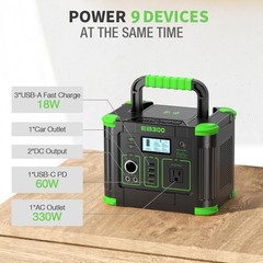 Portable Power Station 330W Solar Generator 288.6Wh, 60W USB-C, AC Outlet, Backu
