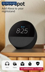 Amazon Echo Spot (newest model), Great for nightstands, offices and kitchens, Sm