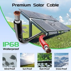 Solar Panel Wire 50Ft Black and 50Ft Red Kit, 10AWG (6mm²) Solar Panel Extens…