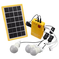 USB Solar Power Generator Kit 5V Panel Charger Home System with 3 LED Bulbs