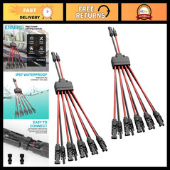 2 Pack Tool-Free Solar Cable Connectors – Waterproof Y-Branch Adapter for 5 Pane