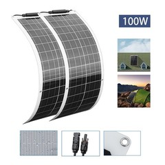 100W Flexible Solar Panel 2x50W Waterproof Portable Module for RV Boat Camping