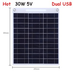 30W Solar Panel 5V Dual USB Waterproof Portable Phone Power Charger Camping
