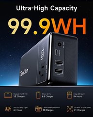 99.9Wh Portable Power Station 60W Type C AC Outlet Black