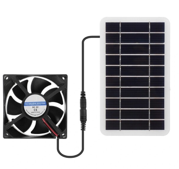 2.5W solar panel fan, solar pet exhaust fan, chicken dog cat solar air flow fan