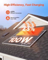 VEVOR 100W Monocrystalline Solar Panel 23% Efficiency IP65 Waterproof PV Module