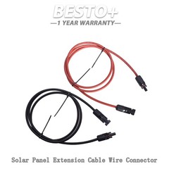 12AWG 1 Pair 5ft (1.524m) Black + Red Solar Panel Extension Cable Wire Connector