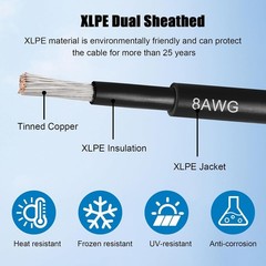 8 AWG Solar Cable 50FT Red and Black Tinned Copper Wire for RV Marine Outdoor