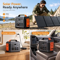 SBAOH 296Wh Portable Power Station and 60W Solar Panel Travel Kit (New)