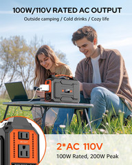Solar Powered Generator 200W Peak/100W Rated, Portable Solar Generator Power Sta
