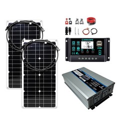 30000 Peak Solar System Kit 2pcs Flexible Panel DC 12V/24V AC110V 220V Invertr6