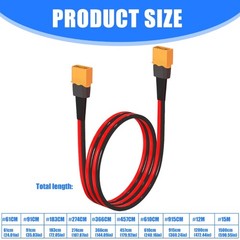 Multiple Length XT60 Extension Cable Cord Wire Line 30A Capacity for Solar Panel
