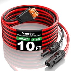 Solar to XT60i Extension Cable 10AWG 10FT Solar Connector to Black/Red-10