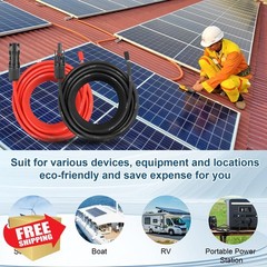 Kimbluth 30FT 8AWG Solar Extension Cable Red Black