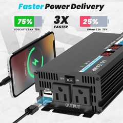600 Watt Power Inverter Pure Sine Wave 12V DC 120V AC Converter Car Truck SUV