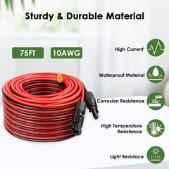 Solar Connector to XT60 Adapter Cable – 75FT, 10AWG for Solar Panel to Portab…