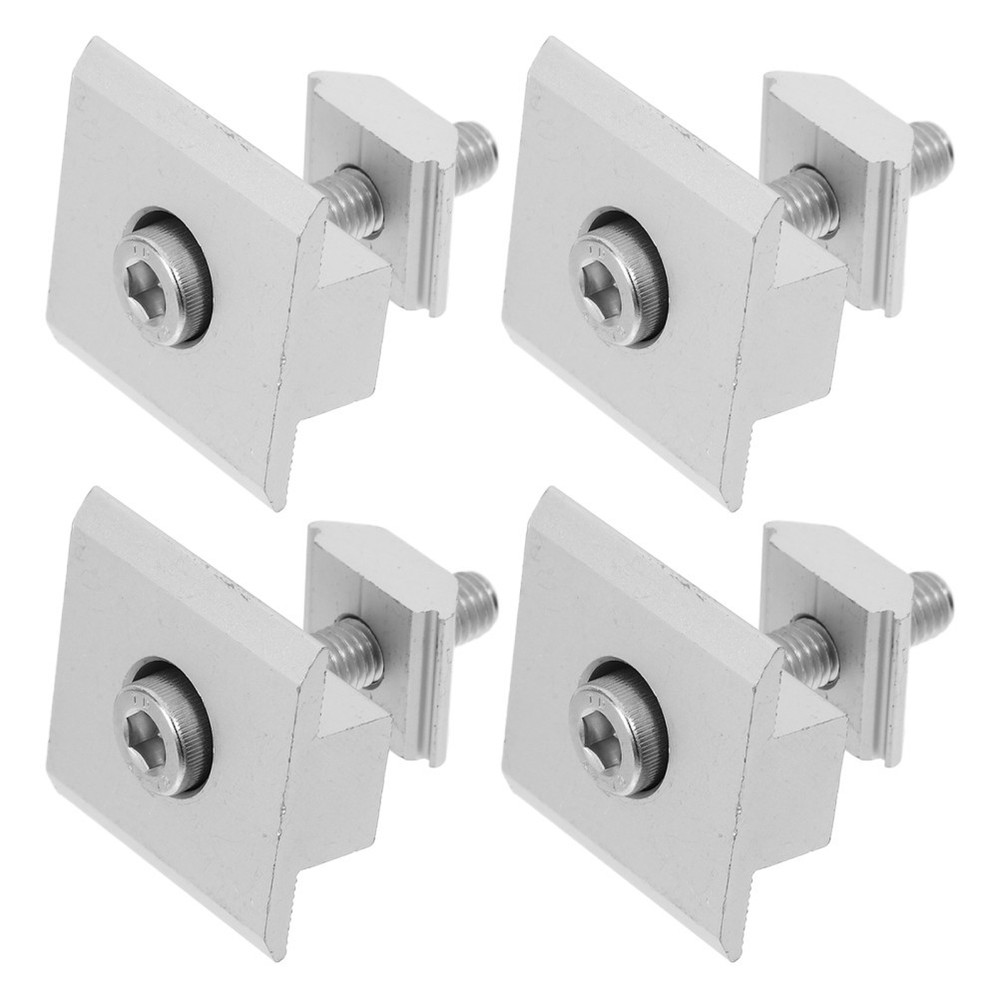 4Pcs Solar Panel Mount Mid Clamps Aluminum Alloy Reusable Silver for Outdoor Use