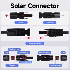 20FT 10 AWG Solar Panel Extension Cables, PV Wire Male to Female Connectors