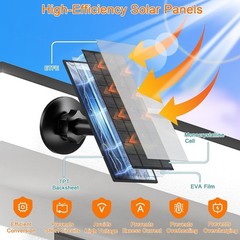 6W Solar Panel for Security Camera Outdoor, 5V USB/USB-C Solar Charger Compat…