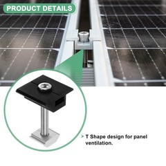 12pcs Solar Panel Mount Mid Clamps t Clips 45mm Aluminum for RVs Black