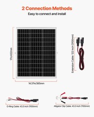 VEVOR Solar Battery Trickle Charger Maintainer 25W 12V with MPPT Controller