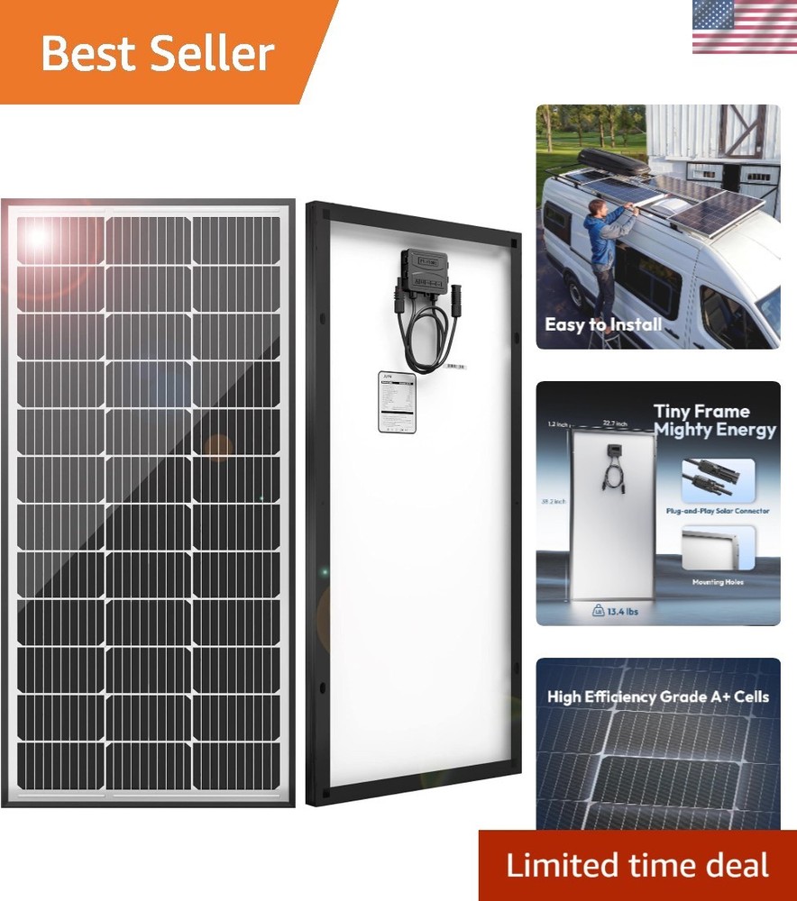 Durable 100W Monocrystalline Solar Panel with Waterproof & 30-