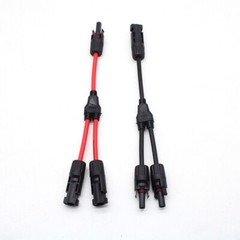 2 Pair Solar Connectors Y Branch Parallel PV Adapter Cable Wire Plug Connector