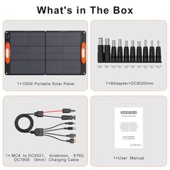 N-Type 16BB 100W Portable Solar Panel 18V ETFE Portable Foldable 100 Orange