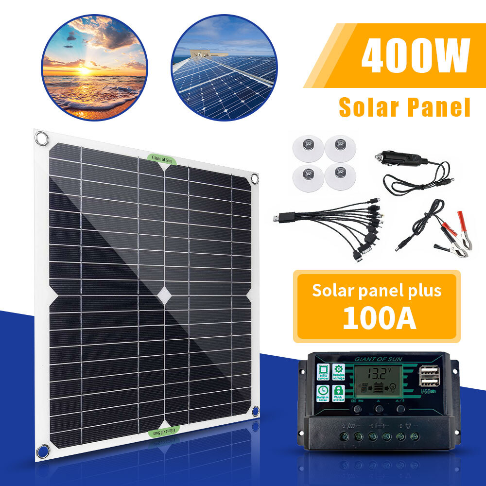 400W Solar Panel Kit 100A 12V Battery Charger w/ Controller Caravan Boat RV Car