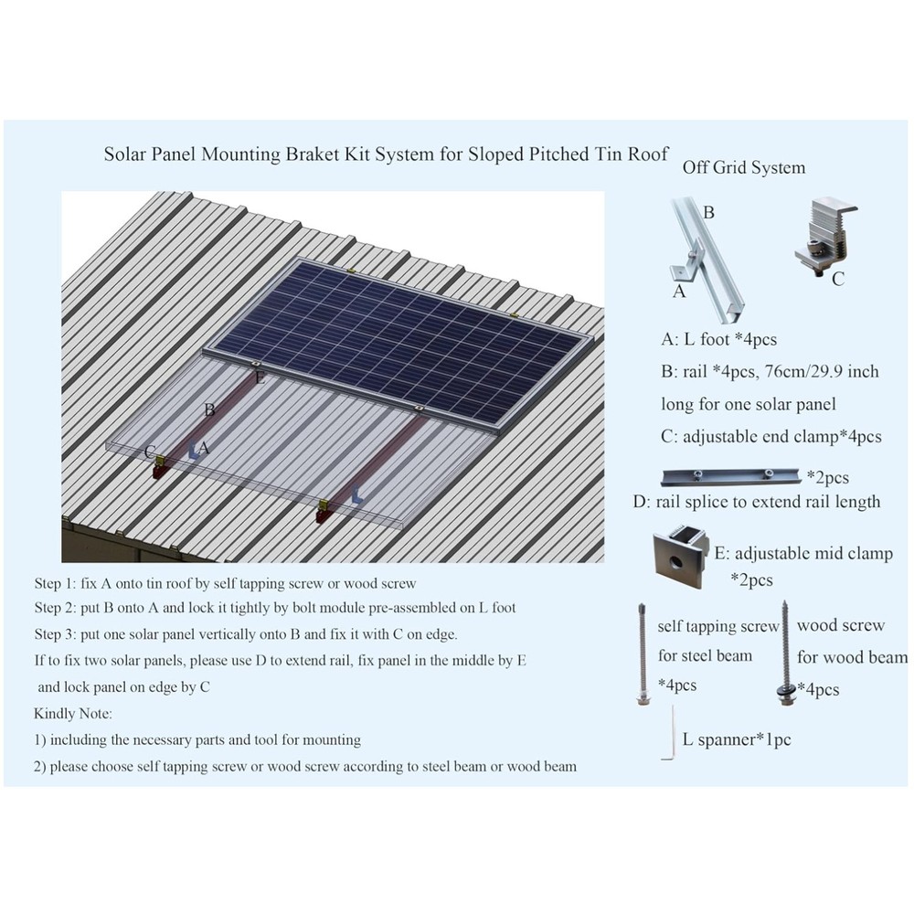 Complete Solar Panel Installation Kit for Tin Roofs
