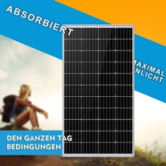 Solar Panel 100W 12V Monocrystalline High-Efficiency Module for RV Marine Home