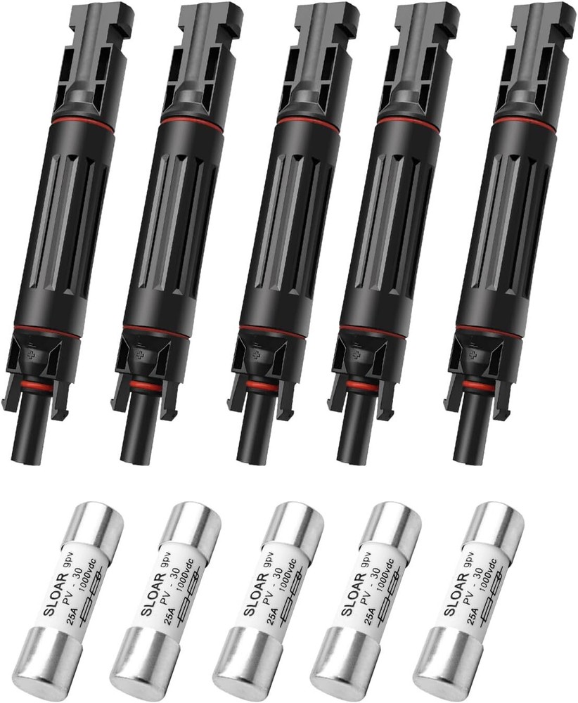 20A Solar Fuse Holder Inline with 5PCS Male and Female Connector, Weatherproof