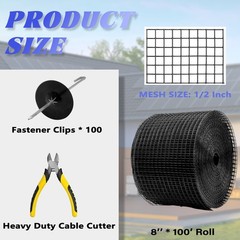 PROLEE Solar Panel Bird Guard with 100 Fastener Clips, 8 Inch x 100 FT Critte…