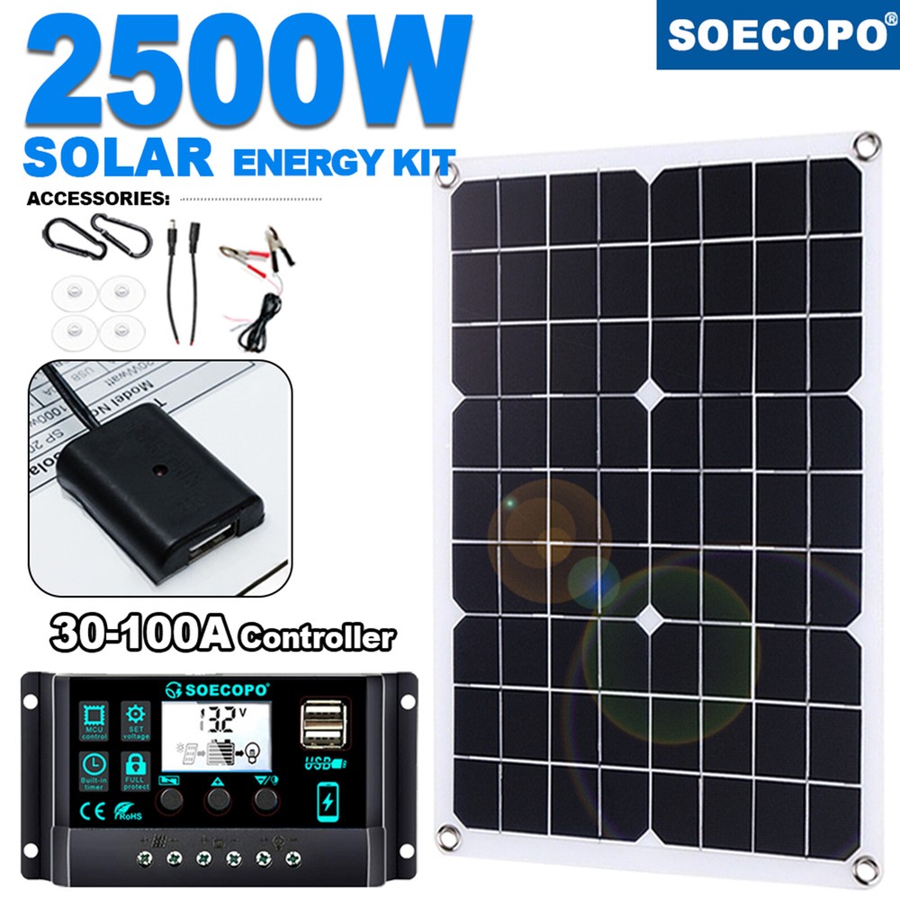 25 Watts Solar Panel Kit 100A 12V Battery Charger with Controller Caravan NEW