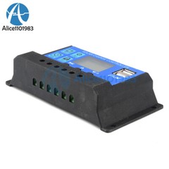 Solar Panel 12V 24V 10A 20A 30A Battery Charge Controller LCD Regulator Dual USB