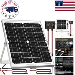 All-Weather 20W Solar Battery Charger Kit with Lifetime Support & Accessories
