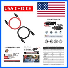 1 Pair 6 Feet Black + 6 Feet Red 10AWG6mm² Solar Panel Extension Cable Wire w…