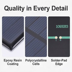 5V 1W 200mA Mini Polycrystalline Solar Panel 4.3×3.3″/109x83mm