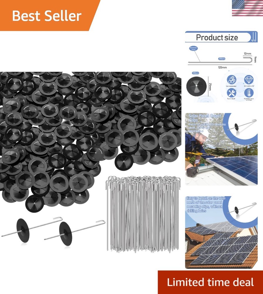 300-Pack Stainless Steel Solar Panel Guard Clips for Bird and Animal Protection