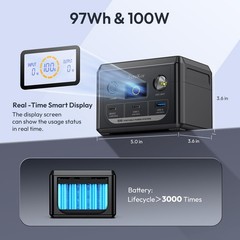 100W Portable Power Station, 96Wh Small Generator 30000mAh LiFePO4 Battery wi…