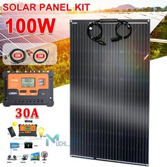100 Watt 100W Solar Panel Kit with Solar Charge Controller 12V RV Boat Off Grid