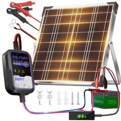 Voltset 12V 20W Solar Panel Battery Charger with LCD Voltage Tester for Car