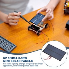 5 Pcs 6V 0.96W 160mA Mini Solar Panels with 2 Cable 110mm x 60mm
