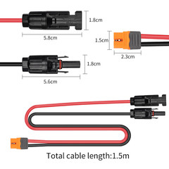 Solar to Xt60I Charging Cable 12AWG 1.5M Solar Plug to XT60 Socket Solar Connect