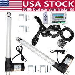 6000N Complete Dual Axis Solar Track Tracker 12″ Linear Actuators Anemometer Kit