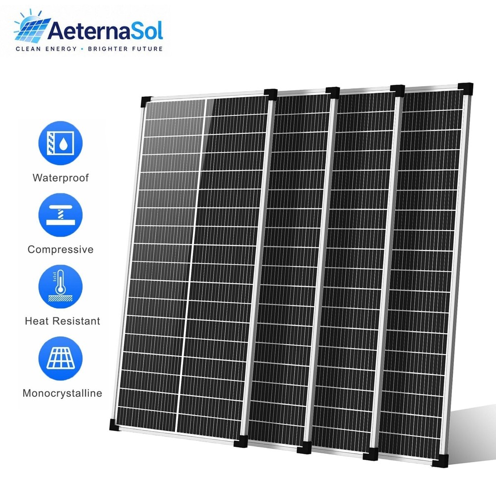 4Pack 100W Solar Panel 18V 400W Mono N-Type Off-Grid RV Home Roof US