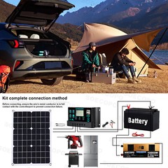 10000W Solar Kit 500W Panel 100A MPPT Controller DC Cable 12V/24V to 220V/110V