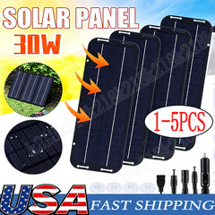 30W Solar Panel 12V Trickle Charger Battery Charger Kit Maintainer Boat Car RV