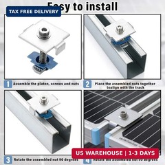 Silkfly 10 Pcs Solar Panel Mid Clamps for 1-5/8 Inch Steel Strut Channel, Solar