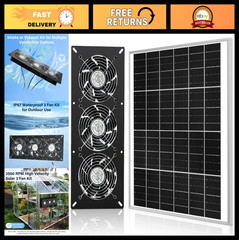 Solar Powered 3 Fan Kit – Waterproof Outdoor Fans for Chicken Coop, Greenhouse &